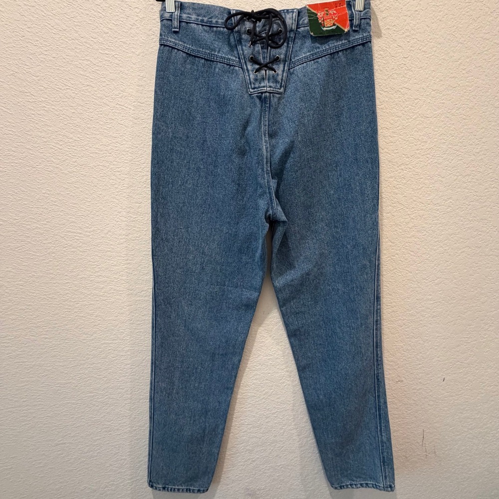 Vintage Paolo Gucci Lace Up Back High Waist Jeans Medium Wash Denim Sz 14 31x28